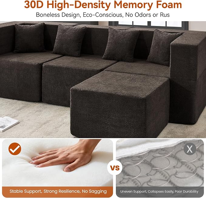 MONVANE Modular Sectional Sofa, Oversized 8 Seat Convertible U Shaped Couch - Image 4