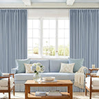Blue Linen Blackout Pleated 86 Inch Curtains - Image 3