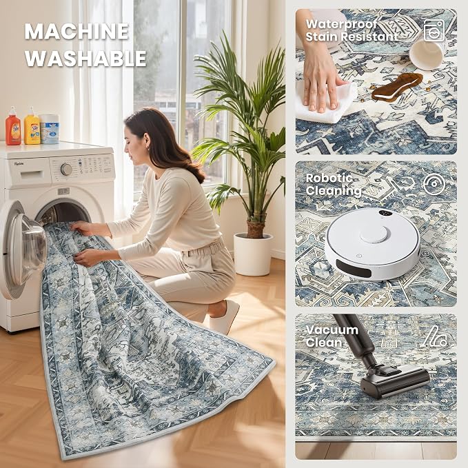 10x12 Area Rugs for Living Room, Large Washable Rug, Dining Room, Low Pile - Image 5