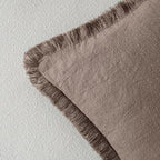 MIULEE Linen Fringe Decorative Fall Euro Pillow Covers Malt Ball 22x22 | Set of - Image 3