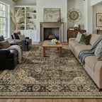 8x10 Brown Retro Floral Washable Area Rug - Image 3