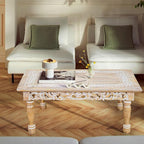 Rectangular Wooden Coffee Table 36x24x18 Inch – Beige Finish - Image 3