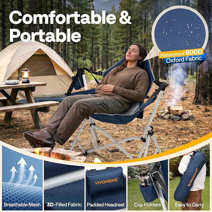 VIVOHOME Hammock Camping Chair, Portable Outdoor Swinging Rocking Chairs - Image 2