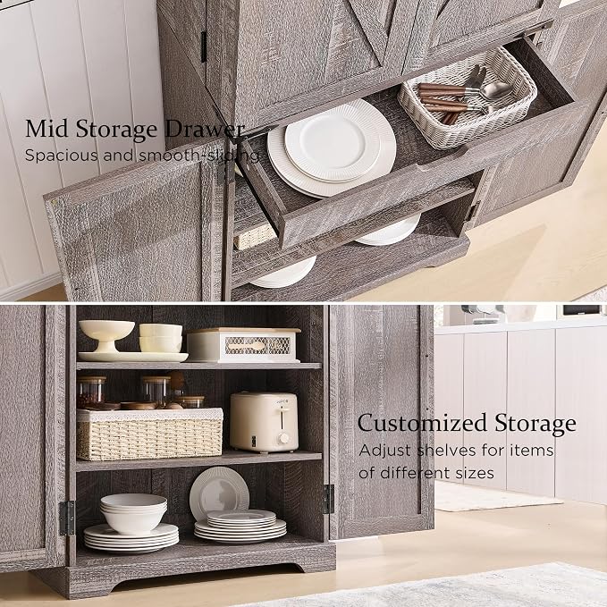 ACCOHOHO 72" Tall Kitchen Pantry, Farmhouse Storage Cabinet - Image 5