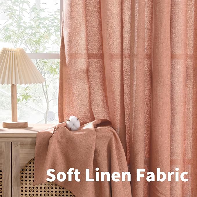 YoungsTex Terracotta Linen Curtains 84 Inches Long - Image 7