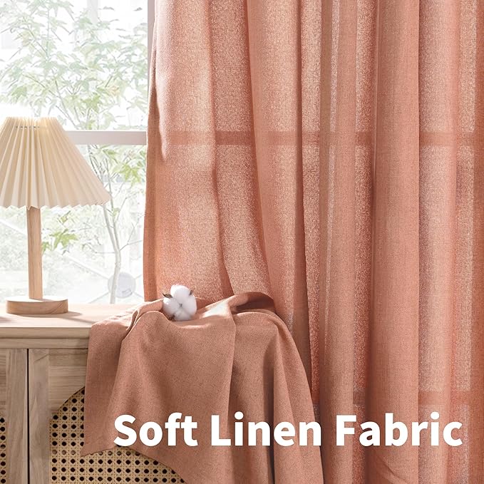 YoungsTex Terracotta Linen Curtains 90 Inch Length - Image 7