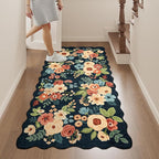 DUKINO 2x4 Rug for Entryway, Floral Washable Kitchen Rugs, Low Pile, Soft Throw - Image 4