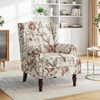 Pia Ricco Set of 2 Floral Accent Chairs, High Back Upholstered Armchairs - Image 7