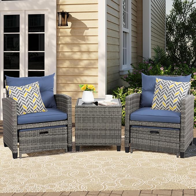 Vongrasig 5 Piece Patio Furniture Set, Small Balcony Furniture, PE Wicker - Image 2