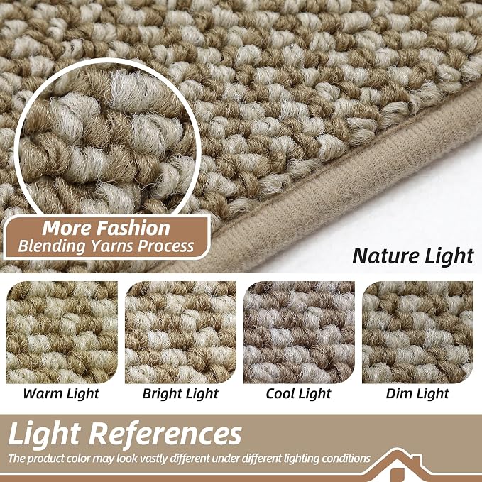 BEQHAUSE Dirt Trapper Door Mat 26" x 40" Half Circle Non Slip, Light Beige | - Image 8