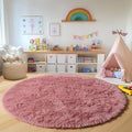 Blush Round Rugs 6ft for Living Room Bedroom, Fluffy Circle Area Rug for Kids by ONASAR