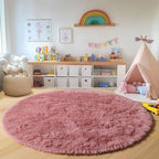 Blush Round Area Rugs 4ft for Bedroom Living Room, Fluffy Circle Rug for Kids - Image 4