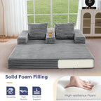 MAXYOYO Loveseat Sofa Bed, Striped Faux Fur Foldable Floor Sofa Couch in A Box - Image 8
