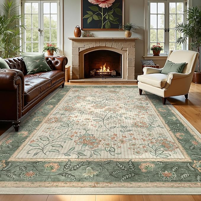 GarveeHome 8x10 Sage Green Washable Area Rug Living Room Bedroom Non Slip | by GarveeHome