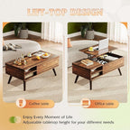 WLIVE Coffee Table with Lifting Top, Hidden Storage & Adjustable Shelf - Image 4