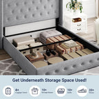 Allewie Queen Size Lift Up Storage Bed, Button Tufted Headboard - Image 3