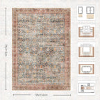 5x7 Area Rugs - Washable Vintage Retro Living Room Rug, Soft Ultra Thin Non - Image 2