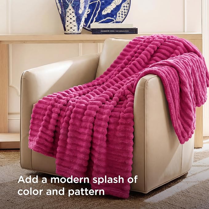 Bedsure Soft Twin Blanket for Bed Decor Gifts Hot Pink 60"x80" | Birthday Gifts - Image 3