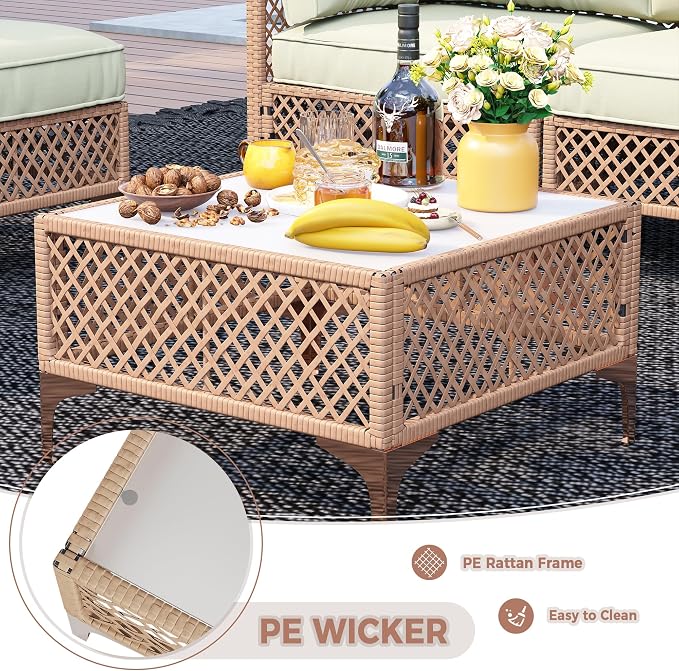 5-Piece Generous Patio Furniture Set, Wicker Outdoor Sectional Set - Image 4