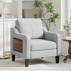 Accent Chair for Living Room Modern Linen Upholstered Armchair Side Wooden - Image 2
