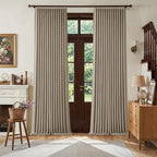 Deep Flax Linen Pinch Pleated 100% Blackout 92 Inch Curtains 2 Panels | Greige by Twodrapes