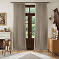 Deep Flax Blackout Pinch Pleat 100 Inch Linen Curtains 2 Panels Set | by Twodrapes