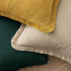 MIULEE Boho Linen Fringe Decorative Throw Pillow Covers Beige 16x16 | Set of 2 - Image 4