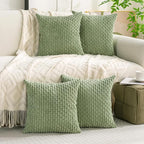 Set of 4 Sage Green Decorative Throw Pillow Covers 18x18 Inch Corduroy Pillow - Image 9