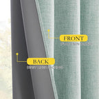 NICETOWN Seafoam Green Blackout Linen Curtains 95" Long, Rod Pocket Back Tab - Image 8