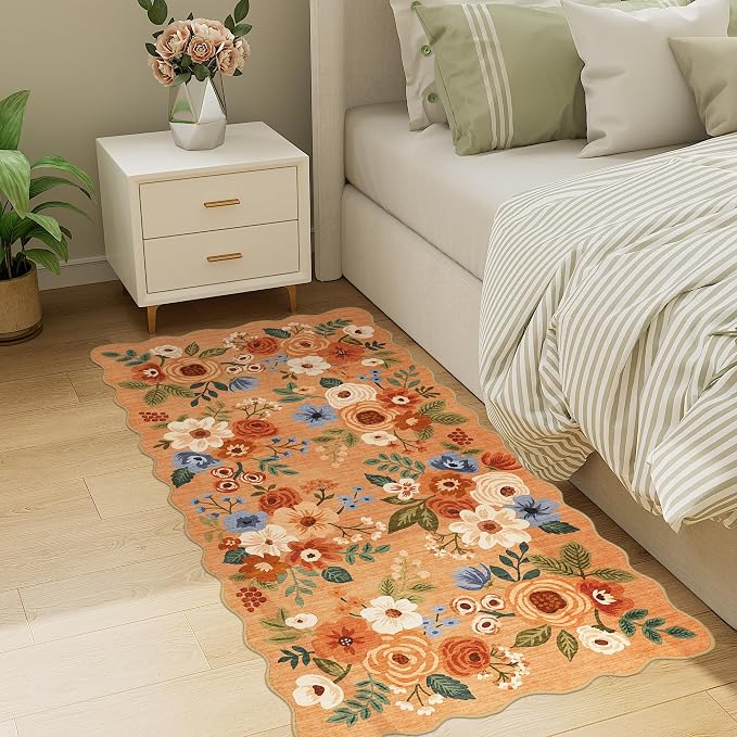 DUKINO 2x4 Rug for Entryway, Floral Washable Kitchen Rugs Non Slip, Low Pile - Image 7