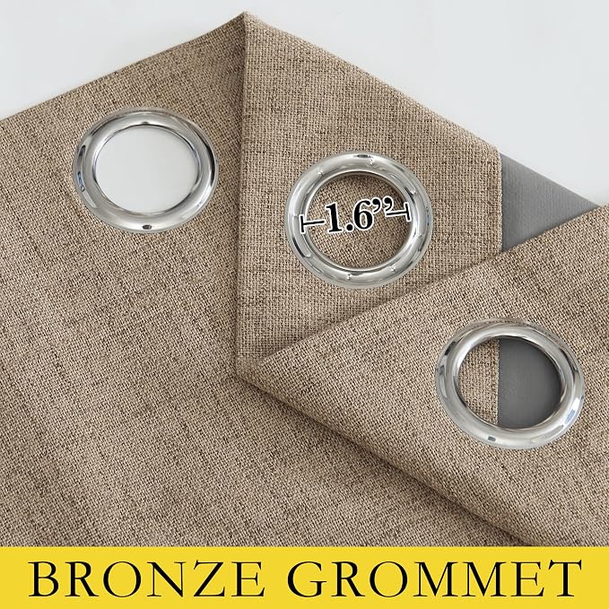 NICETOWN Burlap Vintage Open Linen Weave Flax Thermal Curtains, 100% Blackout - Image 7
