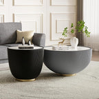 SSLine Bowl-Shape Coffee Table Set of 2 Modern Sintered Stone Top Nesting - Image 3