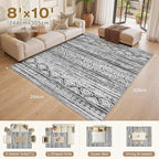 cotiled Boho 8x10 Area Rugs for Living Room: Large Moroccan Washable Rug | - Image 8