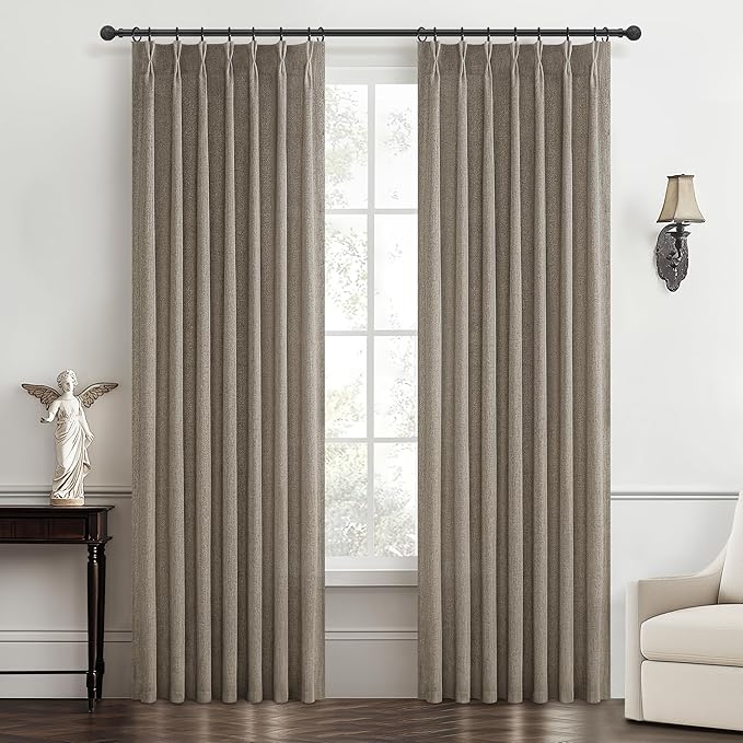 Custom Heavy Linen Pinch Pleated Kitchen 54 Inch Curtains 2 Panels Set - Image 2