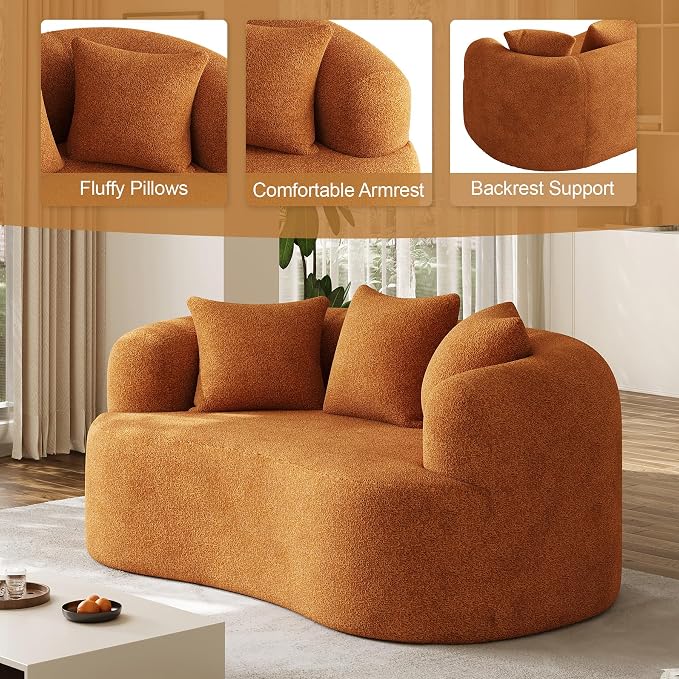 68.5" Loveseat Sofa for Living Room, Modern Luxury Plush Chenille Extra Deep - Image 8