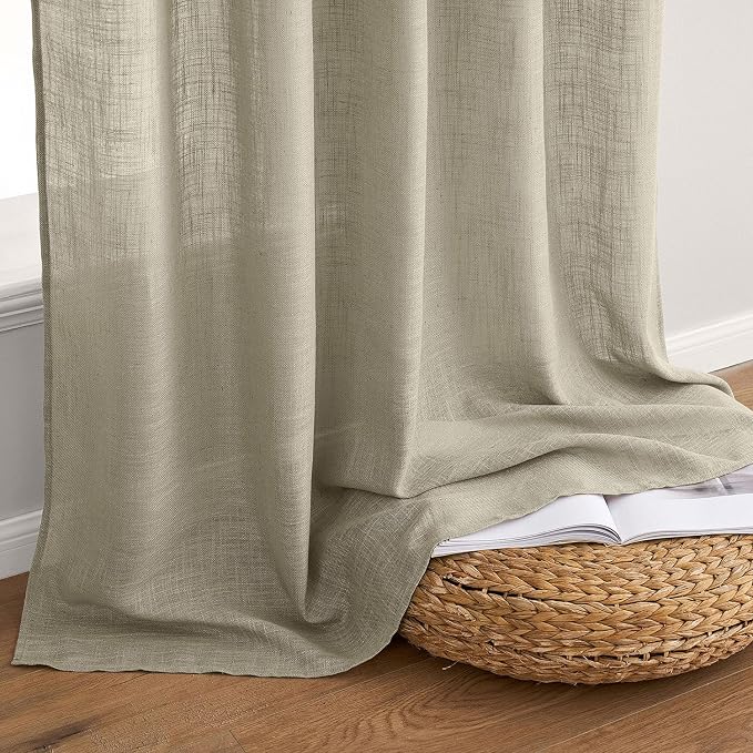 MIULEE Oatmeal Linen Curtains 52x96 Inch 2 Panels - Image 7