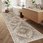 Madane Hallway Runner Rug 2'6''x12' Kitchen Runners Vintage, Turmeric/Grey | - Image 4