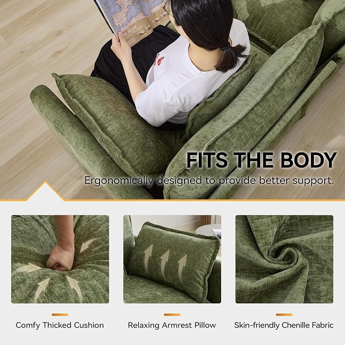 76'' Cloud Deep Seat Loveseat Sofa, Upholstered Chenille Modular 2-Seats - Image 4
