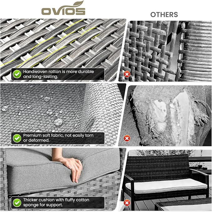 ovios 2-Piece Patio Furniture Set, Outdoor Wicker Sofa - Image 7