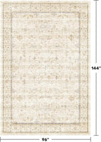 Washable Ivory Beige Living Room Rug, 8x12 Non Slip Area Rugs - Image 2