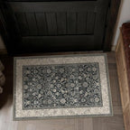 2x3 Black Beige Vintage Floral Washable Area Rug - Image 3