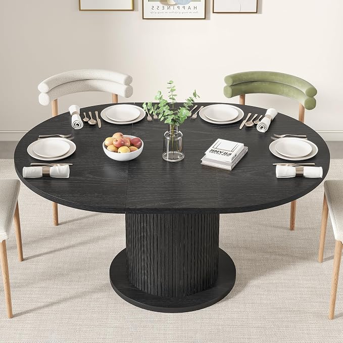 43.3 inch 59 inch Adjustable Size Round Dining Table by LUVIOHOME