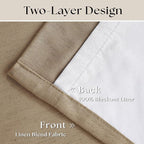 Light Brown Pinch Pleated 100% Blackout Linen Curtains 84 Inch Length 40x84 | - Image 4