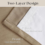 Light Brown Linen Blackout 120 Inch Curtains - Image 4