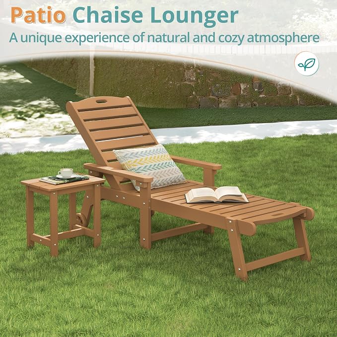 LUE BONA Lounge Chair Outdoor, HDPS Chaise Lounge Outdoor - Image 3