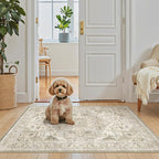 Madane Washable Area Rug 2x3 Small Entryway Rugs Non-Slip, Ivory/Brown | - Image 2