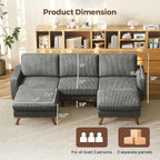 Vesgantti 97" Modular Sectional Sofa Dark Gray, U-Shaped Couch - Image 2