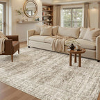 Soalmost 6x9 Area Rug for Living Room Washable Rugs Non-Slip Brown | Low-Pile - Image 2