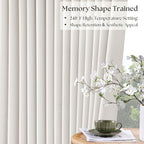 Ivory White Pleated Blackout Curtains 120 Inches Long 2 Panels | Memory Shape - Image 4