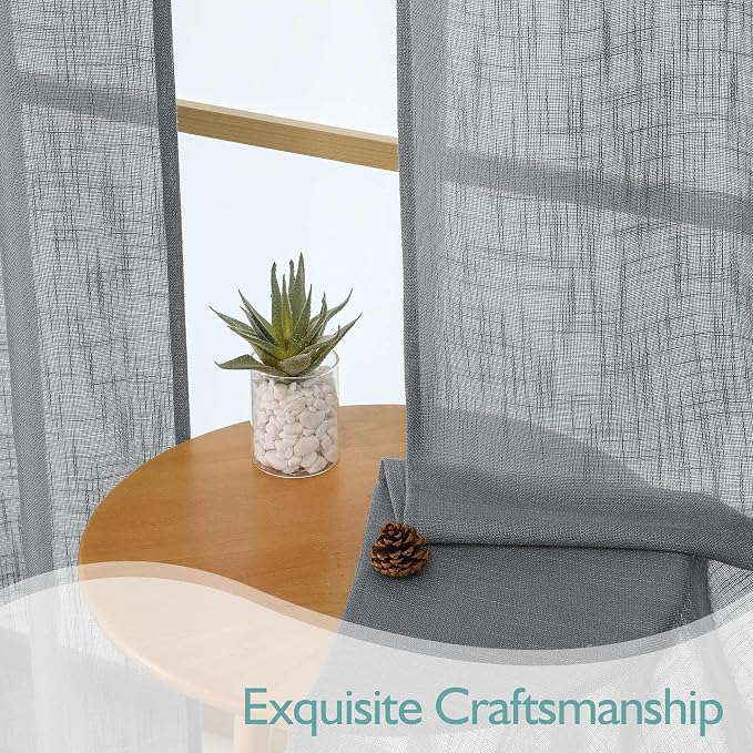 Chyhomenyc Charcoal Grey Semi Sheer Curtains 84 Inches Long 2 Panels Set - Image 6